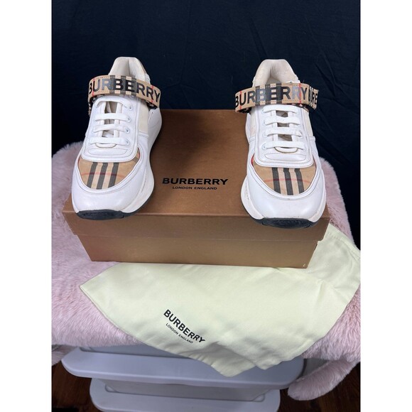 Burberry Ronnie Mens Low Check Sneakers | EU 41 | Archive Beige/White | COA - Picture 1 of 12
